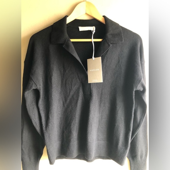 NEW Everlane Women’s Cashmere Polo Black Sweater Size XSmall - Picture 8 of 14